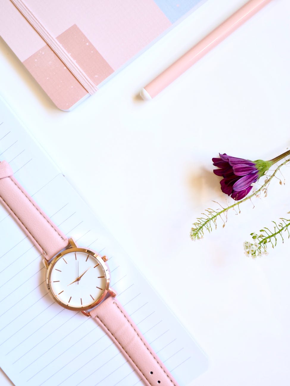 analog watch composition feminine flower
